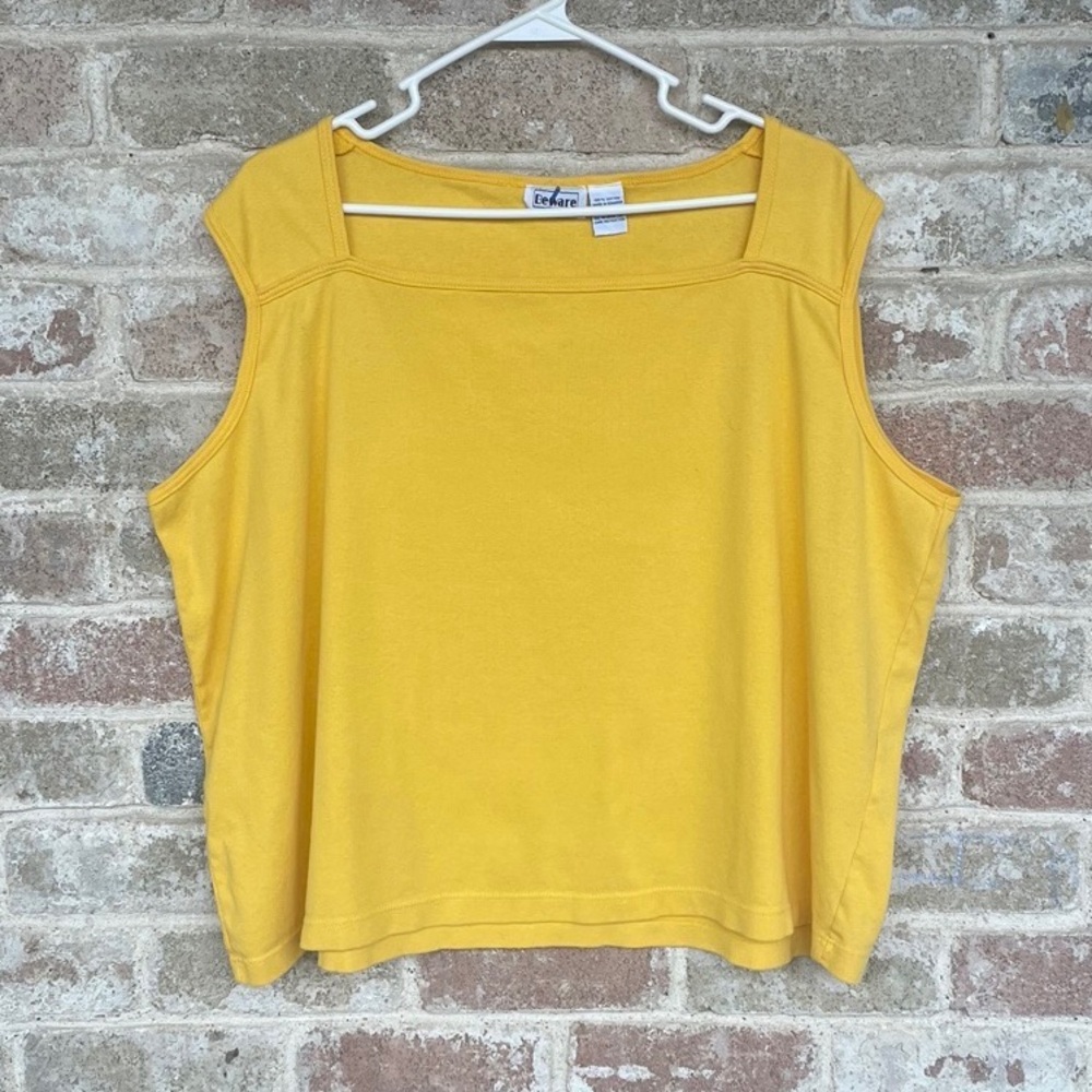 Vintage Yellow Sleeveless Square-Neck Top